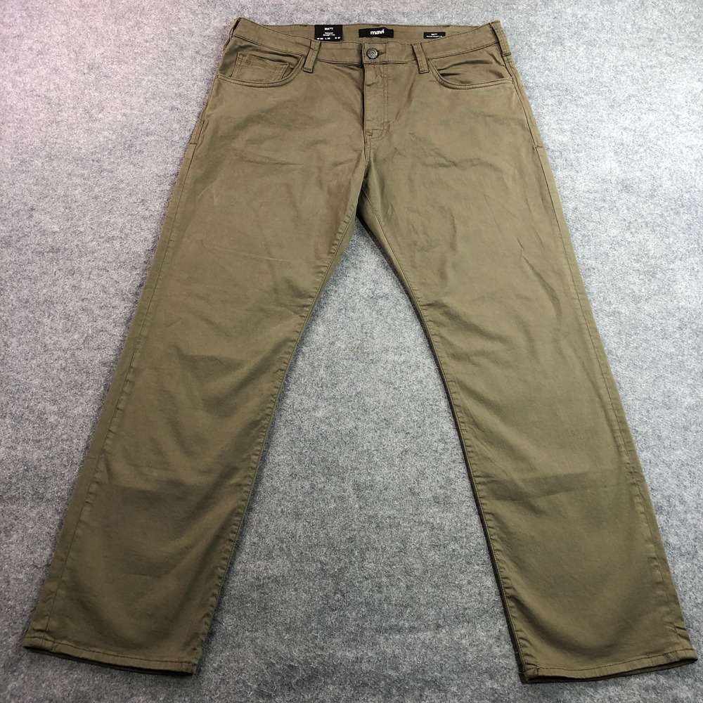 Mavi Mens Matt Relaxed Straight Leg Pants 38x32 Olive Green Stretch Cotton NWT